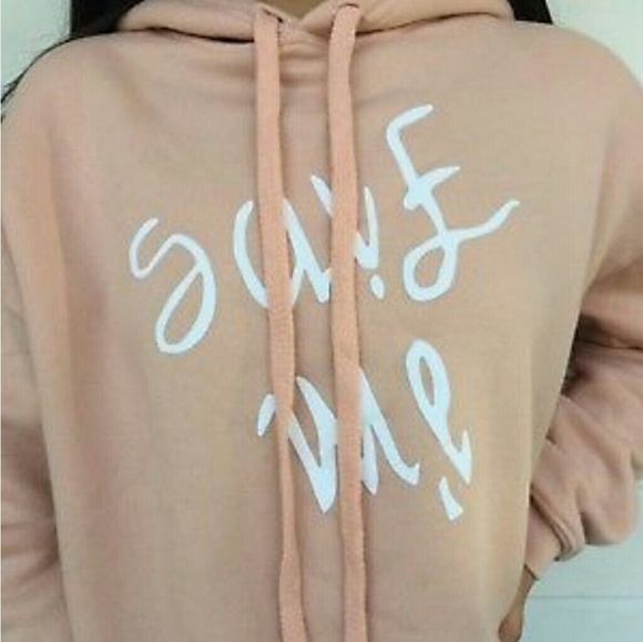 BTS Save me, I'm fine cropped hoodie, peach - Picture 1 of 2